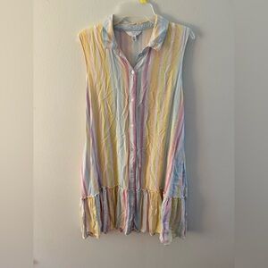 Time and Tru Pastel Striped Button-Up Dress